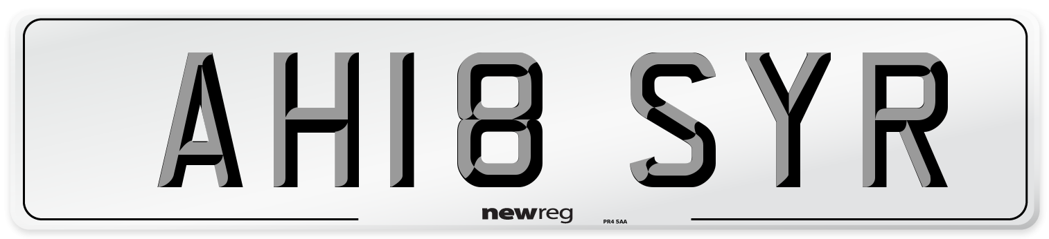 AH18 SYR Number Plate from New Reg